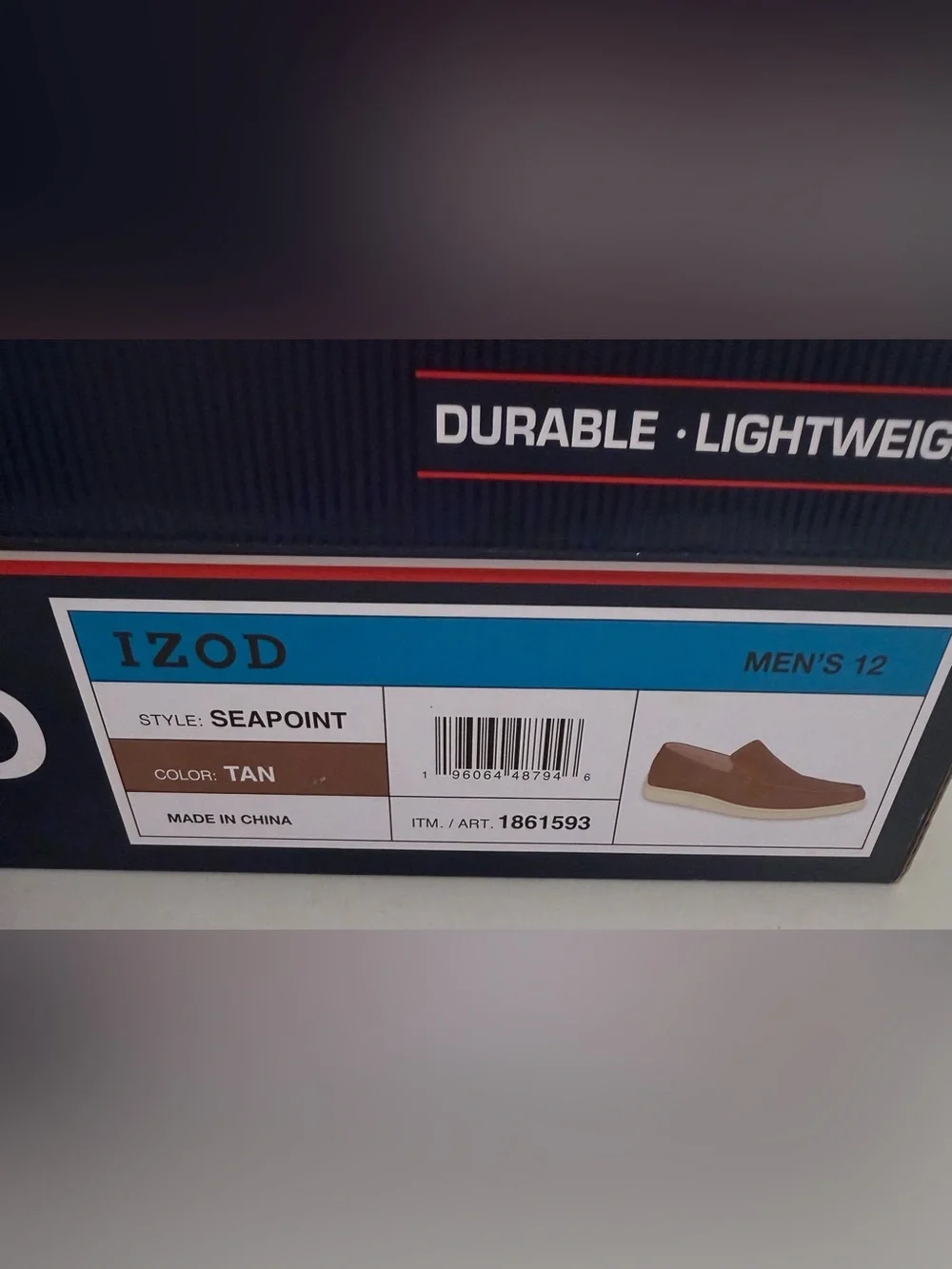 Izod Men's Seapoint Memory Foam Loafers - Tan - Size 12 NWT